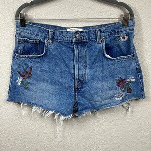 Reformation Jeans Charlie Fauna Floral Embroidery High Rise Jean Shorts 31